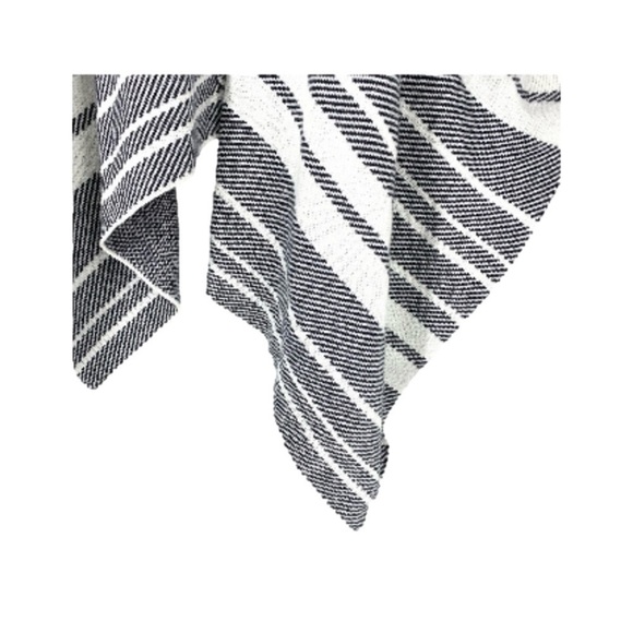 TALBOTS Women's Black/White Striped Open Front Poncho Sweater, One Size Fits All - Picture 6 of 8